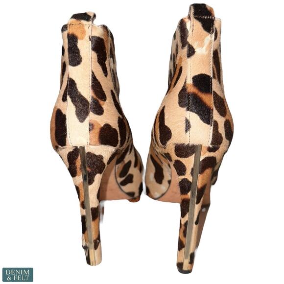 Brian Atwood Leopard Print Calf Hair Platform Ankle Booties Heels 37 Italy - Picture 8 of 12